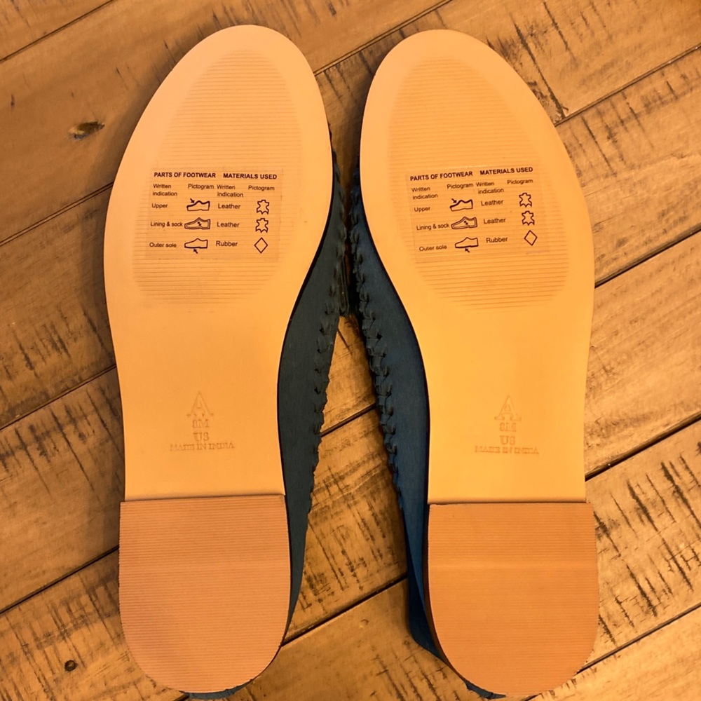 NEW Pilcro Anthropologie Woven Blue Suede Slip On Loafers Sz 8.5 - Picture 5 of 7